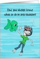 Father’s Day You’re the Best Dad Ever Quirky Scuba Diving Doodle card