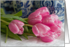 Pink Tulips & Dutch Delft - Blank Inside card