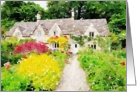 English Garden Cottage Watercolor Blank card