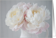 White on White Peonies Blank Card