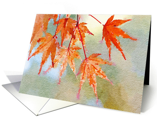 Autumn Leaves in Watercolor Blank card (1399454)