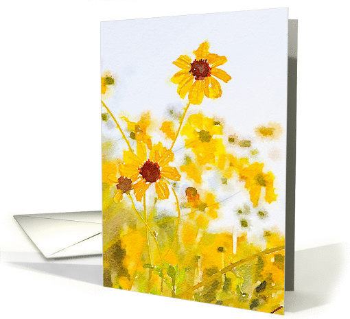Sunny Yellow Wildflowers Watercolor Blank card (1401588)