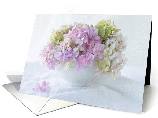 Soft Dreamy Bowl of Hydrangea Blank card (1403626)