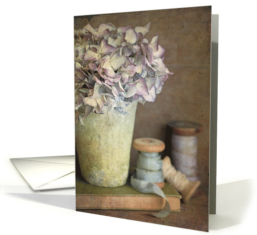 Antique Spools with Hydrangea - Blank card (1517900)