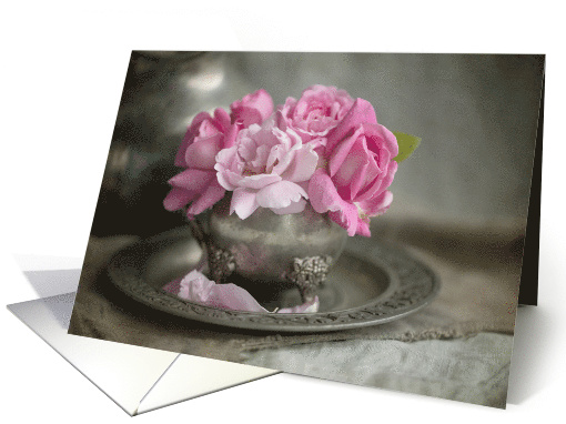 Vintage Pewter and Roses card (1547916)