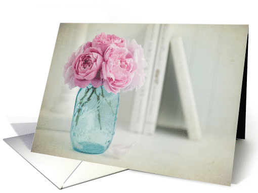 Vintage English Roses in Blue Blank card (1548670)