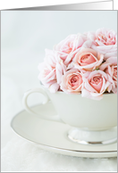 Cecile Brunner Roses in a Teacup Blank card