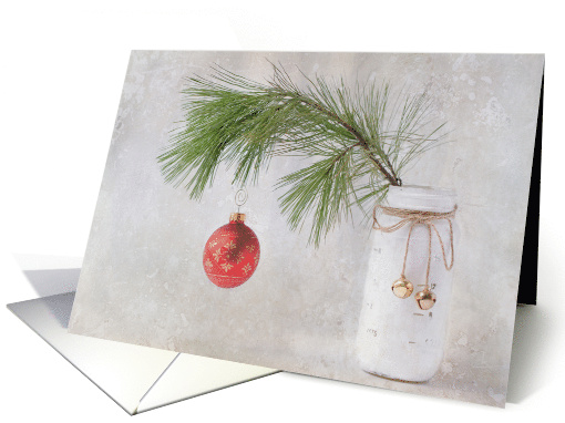 The Lone Fir Branch in a Jar Textured Christmas Blank card (1650638)