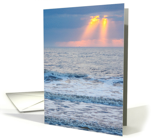 Blue Ocean with Golden Sun Rays Blank Any Occasion card (1507176)