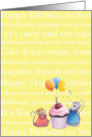 Happy Happy Birthday! Mice Party with Cupcake and Balloons card