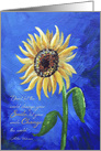 Happy Birthday Sunflower on Blue Background, Acrylic Painting card