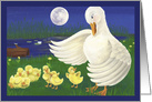 Duckling Bedtime, Illustration with Pond Scene at Night, Any Occassion card