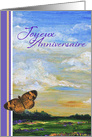 Joyeux Anniversaire, French birthday greeting with butterfly card