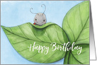 Birthday Love Bug Cute Illustration with Leaves card