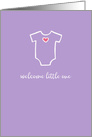 Welcome Little One, Purple, Baby Onesie, Congratulations New Baby card