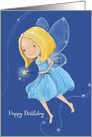 Happy Birthday, Fairy, Blue, Magical card