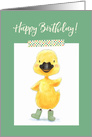 Happy Birthday, Yellow Duckling with Green Rain boots, Child card