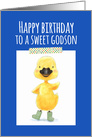 Happy Birthday to a Sweet Godson, Yellow Duckling, Blue Background card