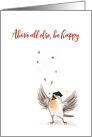 Graduation, Be Happy, Graduate Bird with Cap and Tassel card