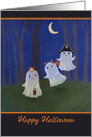 Happy Halloween Three Little Ghosts Trick or Treating say Boo! card