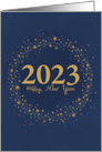Happy New Year 2023 in Gold with Stars and Confetti card