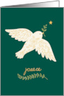 Peaceful Dove with Greenery and Star Holiday Design in Forest Green card