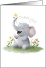 Thank You with Little Elephant Holding a Daisy Blank Inside card