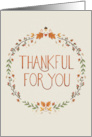 Thankful for You Gratitude Card with Autumn Design card