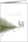 Fallen Christmas Tree with Naughty Cat Silly Holiday Card