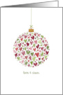 Love and Cheer Christmas Ornament filled with Hearts card