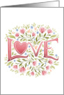 Anniversary Love with Pink and Blue Flowers and Hearts card