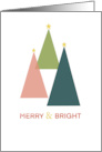 Merry & Bright Modern Christmas Trees with Stars card