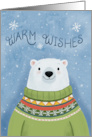 Warm Wishes Holiday with Polar Bear in Knit Sweater card