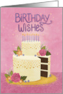 Birthday Wishes Cake with Flowers and Candles card