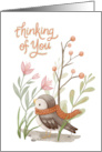 Thinking of You Bundled Bird with Flowers and Berries card