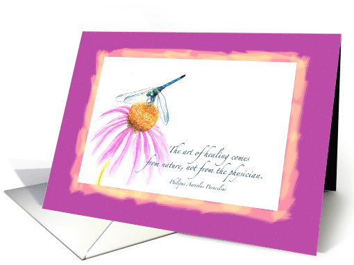 Get Well Healing Energy of Nature with Flower and Dragonfly card