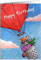 Happy Birthday - Hot Air Balloon Ride with Aviator Mouse card