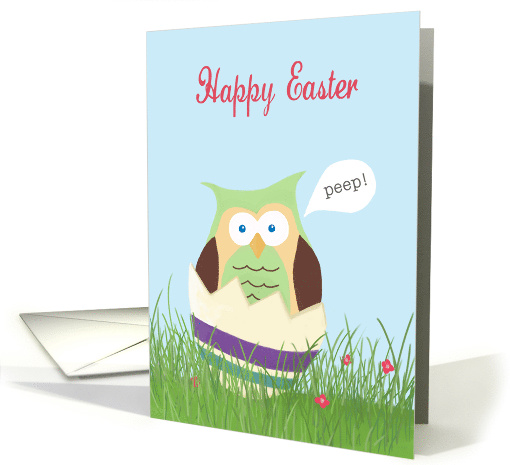 Happy Easter with Owl, Peep!, Easter Egg, Spring card (1055379)