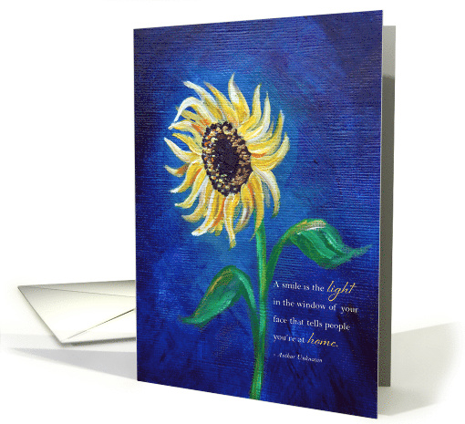 Sunflower Painting on Blue with Smile Saying card (1061245)