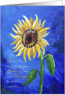 Happy Birthday Sunflower on Blue Background, Acrylic Painting card