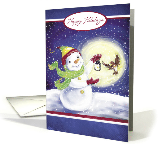 Happy Holidays Snowman with Bird, Holiday Greetings card (1096666)