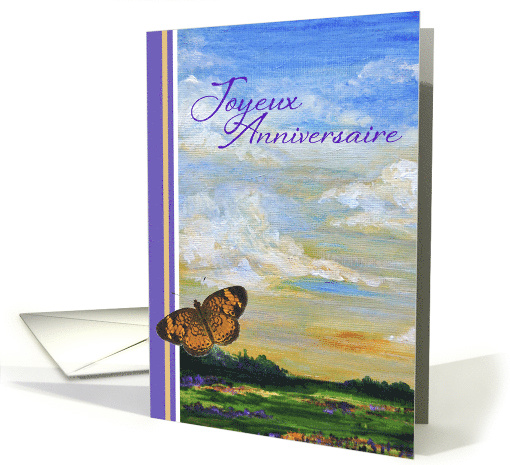 Joyeux Anniversaire, French birthday greeting with butterfly card