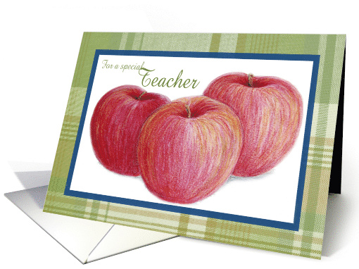 Thank You for a Special Teacher, Apples and Plaid Design card