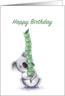 Happy Birthday koala with ice cream, blank inside card