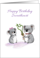 Happy Birthday Sweetheart, Koala Couple Birthday Love card