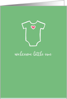 Welcome Little One, Green, Baby Onesie, Congratulations New Baby card