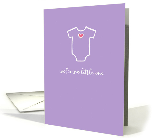 Welcome Little One, Purple, Baby Onesie, Congratulations New Baby card