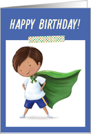 Happy Birthday, Super Kid, Blue, Little Boy, Superhero card