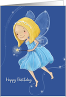 Happy Birthday, Fairy, Blue, Magical card