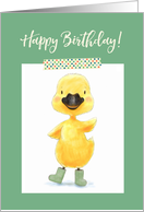 Happy Birthday, Yellow Duckling with Green Rain boots, Child card